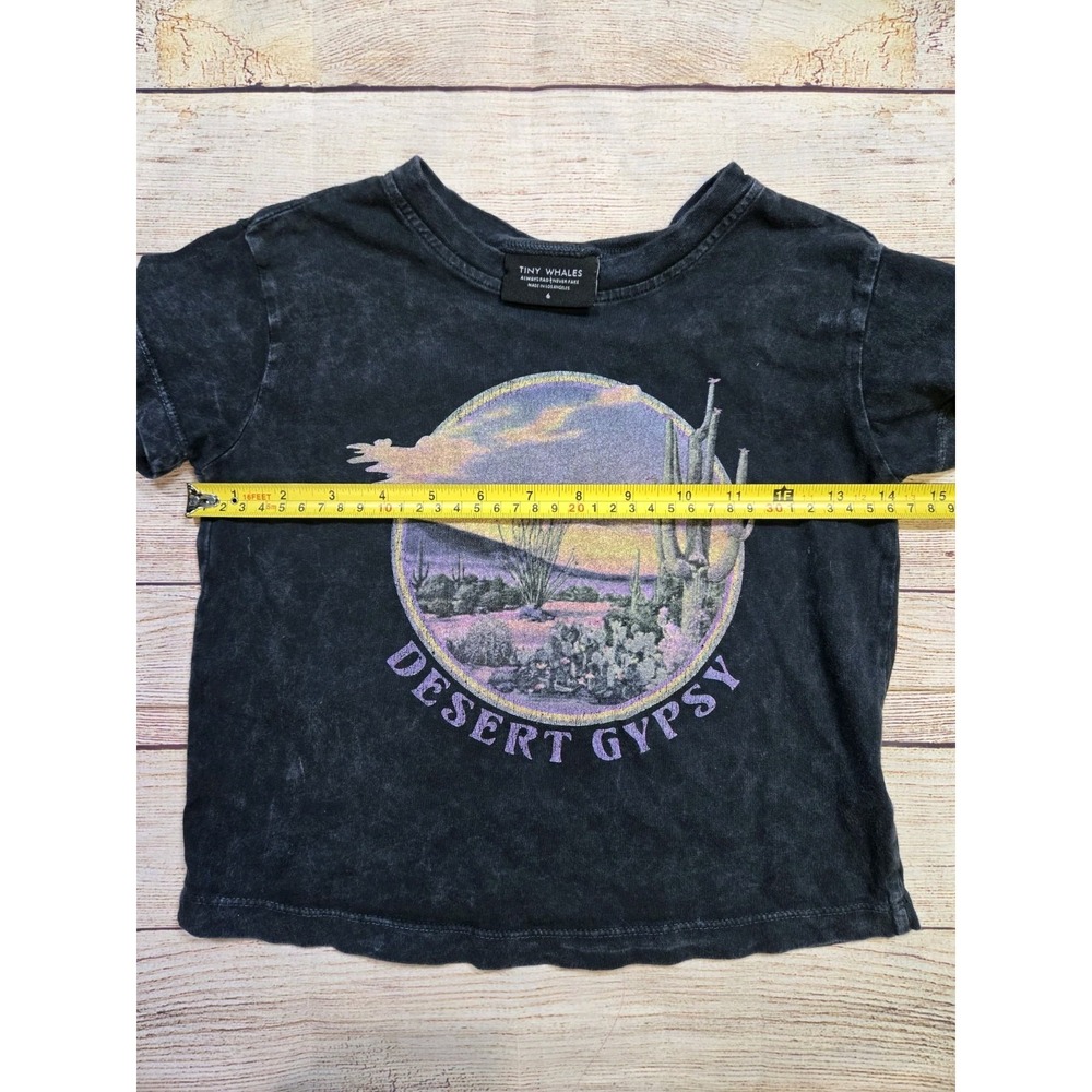 Tiny Whales Girl's Desert Gypsy Acid washed Graphic T-Shirt Size‎ 6 Black Boho - Picture 4 of 5